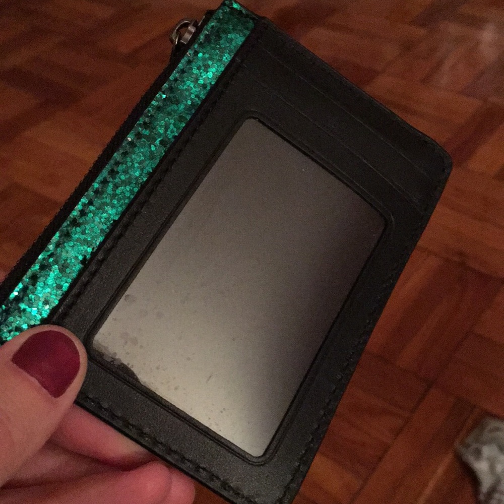 Coach Green Glitter Card Case Wallet - Picture 6 of 6
